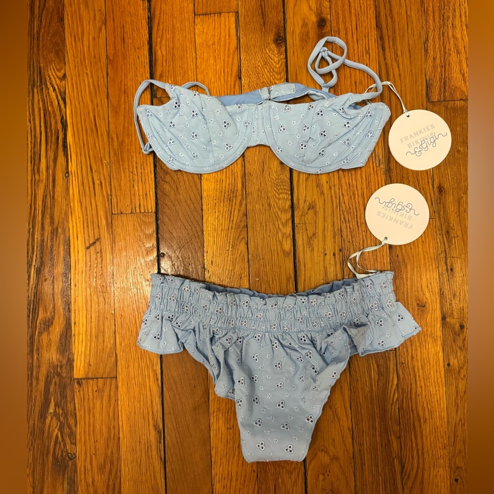Frankie's Bikinis Powder Blue Eyelet Bikini